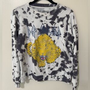 Def Leopard Tie Dye Graphic Crewneck Sweatshirt